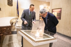 March 11, 2019: Senator Kearney being shown original Pennsylvania Charter during tour of Department of State.