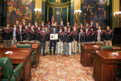 February 9, 2022: Sen. Kearney hosted the Conestoga Boys’ Soccer team at the Capitol today.  In November, the Pioneers finished a perfect 26-0 season with a 1-0 victory over Seneca Valley to win the PIAA Class 4A Championship. It is the program’s fifth state crown, and fourth in the past decade.