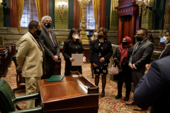 January 25, 2022: January 25, 2022 – Today Senator Tim Kearney and Senator Sharif Street honored the Muslim Aid Initiative (MAI), a non-profit organization created by their constituents in response to the COVID-19 pandemic in March 2020, in a recognition ceremony on the PA Senate Floor.