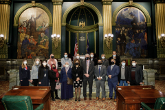January 25, 2022: January 25, 2022 – Today Senator Tim Kearney and Senator Sharif Street honored the Muslim Aid Initiative (MAI), a non-profit organization created by their constituents in response to the COVID-19 pandemic in March 2020, in a recognition ceremony on the PA Senate Floor.