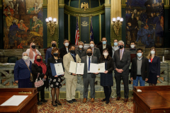 January 25, 2022: January 25, 2022 – Today Senator Tim Kearney and Senator Sharif Street honored the Muslim Aid Initiative (MAI), a non-profit organization created by their constituents in response to the COVID-19 pandemic in March 2020, in a recognition ceremony on the PA Senate Floor.