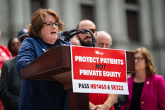 June 3, 2025: Senator Kearney joined Rep. Lisa Borowski and members of PASNAP at the Capitol to rally in support of House Bill 1460 – the version of the Health Systems Protection Act I introduced in the Senate as Senate Bill 322.