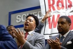 February 8, 2019  – Governor Tom Wolf today held a Raise the Wage rally with legislators and advocacy groups as a reminder that it’s past time to raise Pennsylvania’s minimum wage to $12 an hour. The boost in pay would enable tens of thousands of people to work their way off of public assistance, saving taxpayers hundreds of millions of dollars and growing the economy for everyone.
