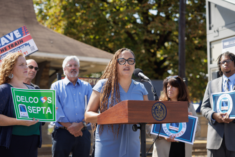 September 5, 2025 – Members of the Delaware County House and Senate legislative delegations, today held a press conference at the Lansdowne Avenue Trolley Station in Drexel Hill, PA to call on Pennsylvania Senate Republicans to return to the table and negotiate a sensible state budget that protects investments in public transit and delivers critical, fair funding to K-12 schools. 