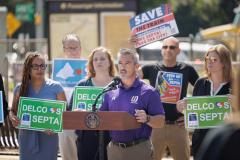 September 5, 2025 – Members of the Delaware County House and Senate legislative delegations, today held a press conference at the Lansdowne Avenue Trolley Station in Drexel Hill, PA to call on Pennsylvania Senate Republicans to return to the table and negotiate a sensible state budget that protects investments in public transit and delivers critical, fair funding to K-12 schools. 