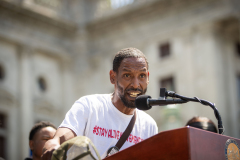 May 8, 2023: Senator Tim Kearney speaks at a Student March for Gun Safety in Harrisburg.