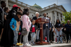 May 8, 2023: Senator Tim Kearney speaks at a Student March for Gun Safety in Harrisburg.