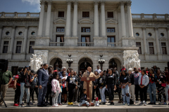 May 8, 2023: Senator Tim Kearney speaks at a Student March for Gun Safety in Harrisburg.