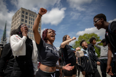 May 8, 2023: Senator Tim Kearney speaks at a Student March for Gun Safety in Harrisburg.
