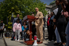 May 8, 2023: Senator Tim Kearney speaks at a Student March for Gun Safety in Harrisburg.
