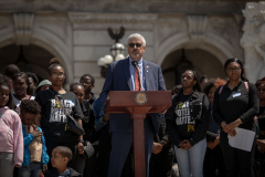 May 8, 2023: Senator Tim Kearney speaks at a Student March for Gun Safety in Harrisburg.