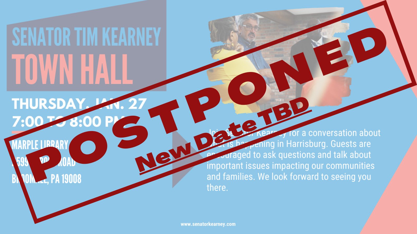Senator Tim Kearney Town Hall - Postponed