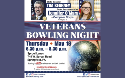 El senador Kearney y el representante O'Mara organizan una bolera gratuita para veteranos el 18 de mayo