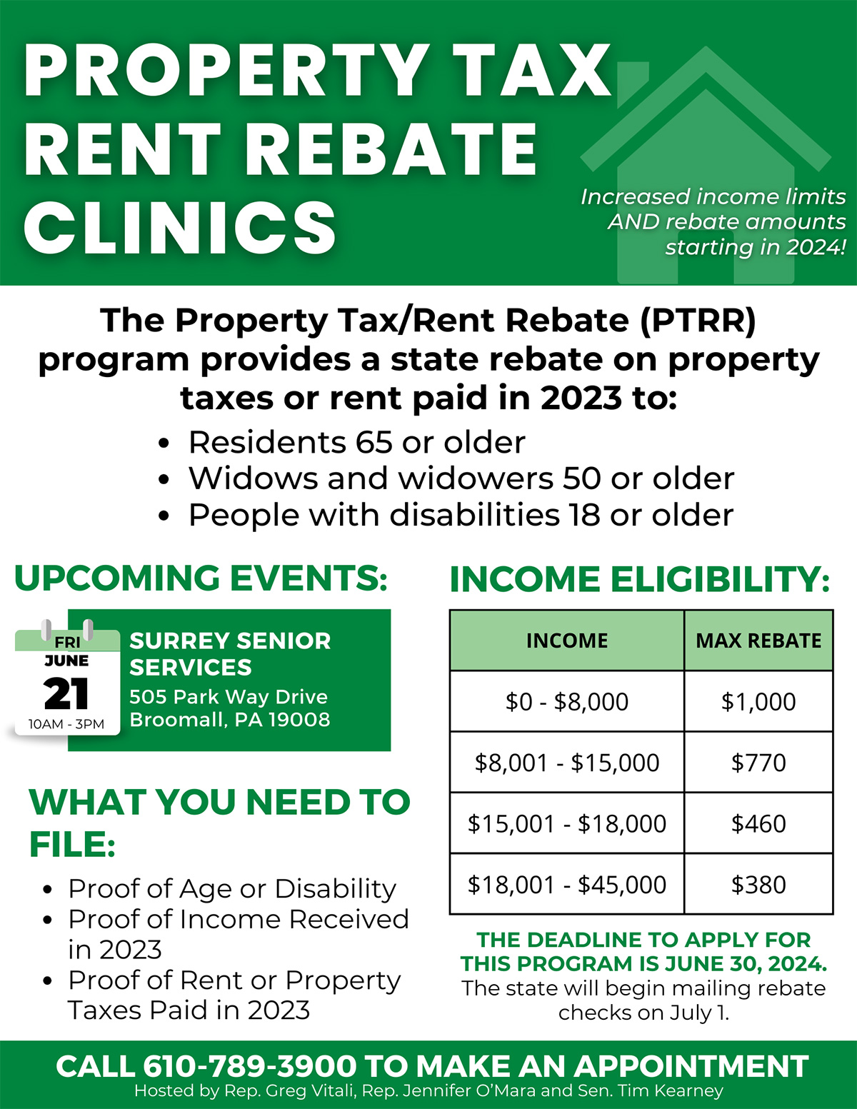 Property Tax/Rent Rebate Clinic - June 21, 2024